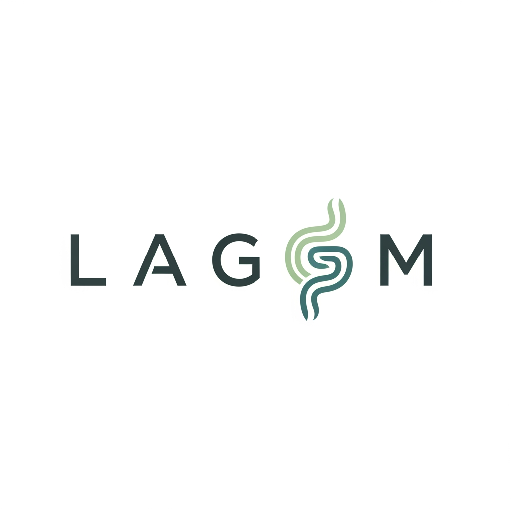 AI Design for create a logo for LAGOM where in G it represents gut health icon