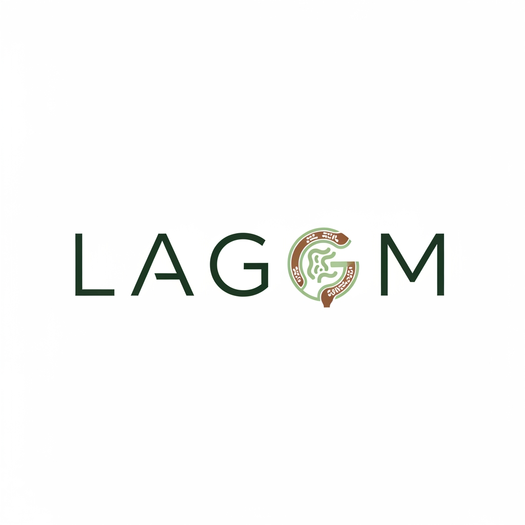 AI Design for create a logo for LAGOM where in G it represents gut health icon