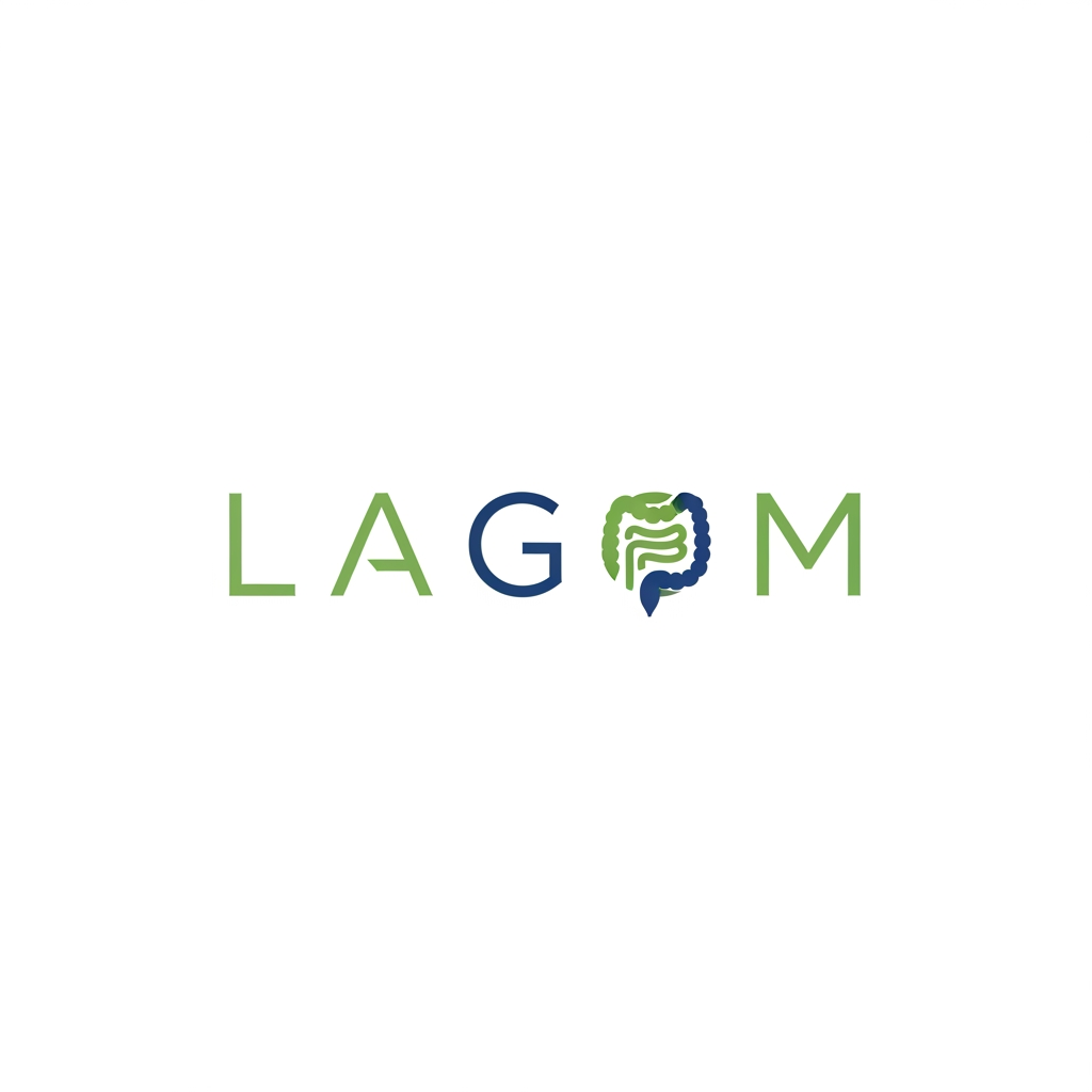 AI Design for create a logo for LAGOM where in G it represents gut health icon