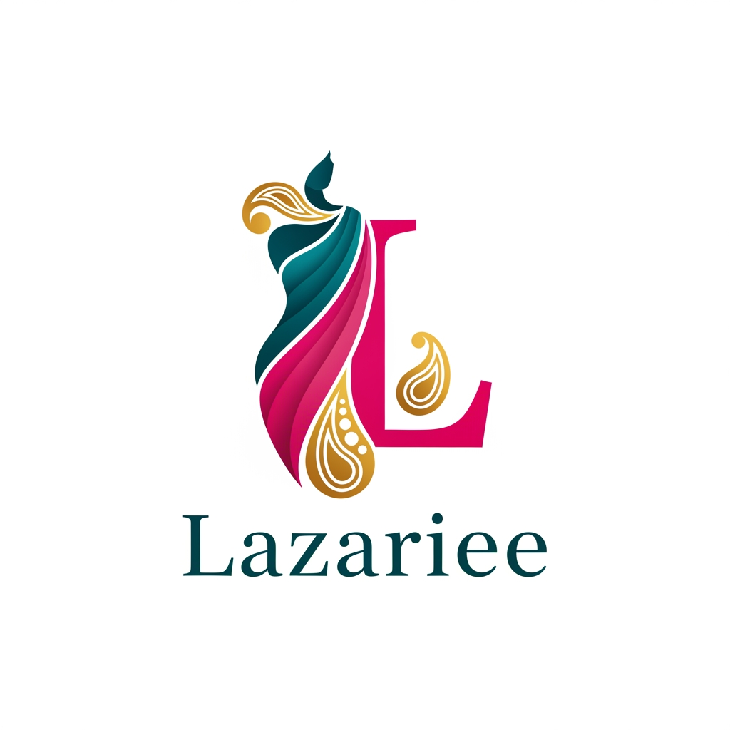 AI Design for make creative shape logo for 'Lazariee' this is a woman clothing and branding targeting Indian audience make simple but ultimate creative design. make in 2D design use creative shape art fully transparent background in PNG format