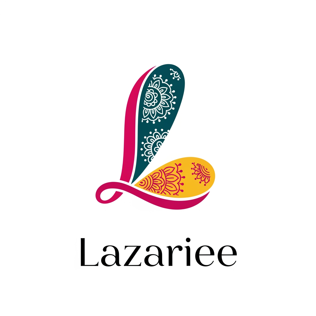 AI Design for make creative shape logo for 'Lazariee' this is a woman clothing and branding targeting Indian audience make simple but ultimate creative design. make in 2D design use creative shape art fully transparent background in PNG format