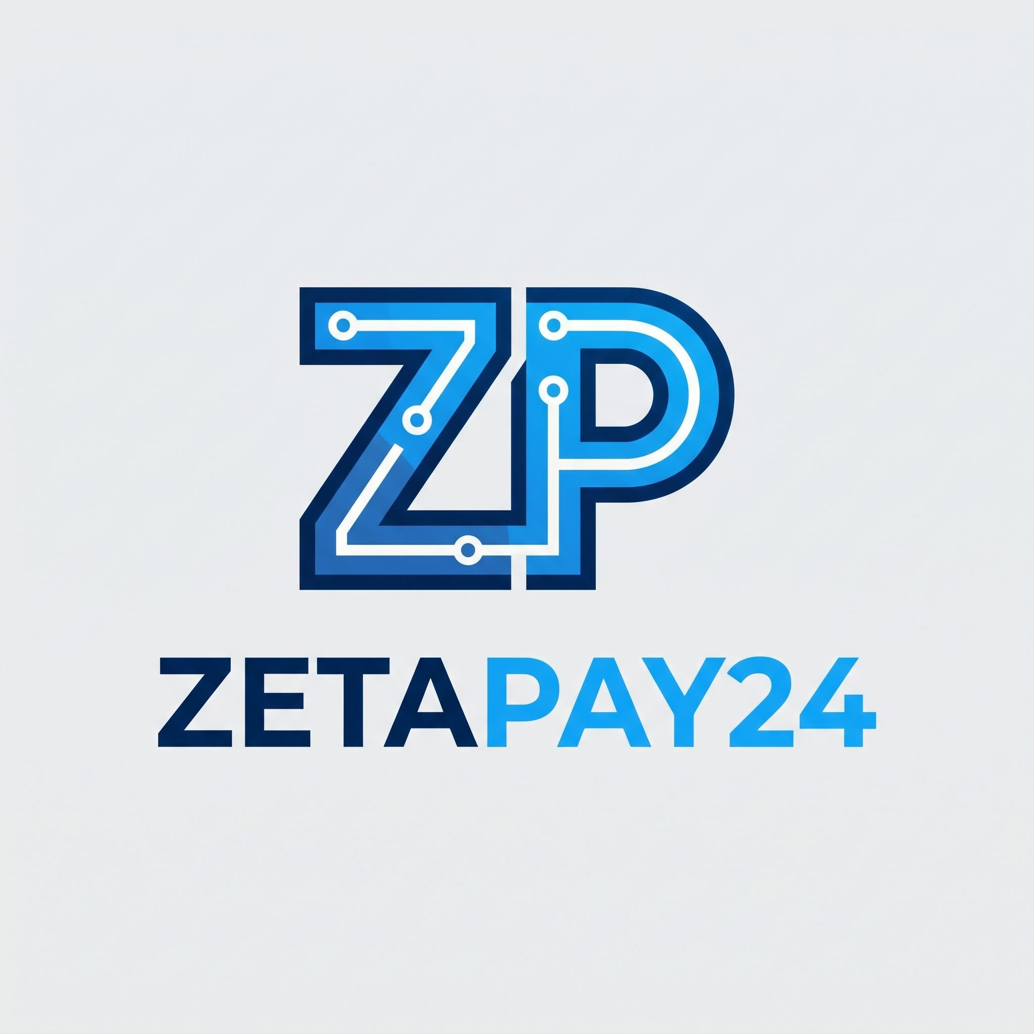 AI Design for A professional and modern logo design for {{asset:zetapay24}}, featuring clean geometric lines and a minimalist aesthetic. The color palette incorporates vibrant tech-forward blues and crisp whites, set against a solid neutral background to emphasize clarity and brand identity.