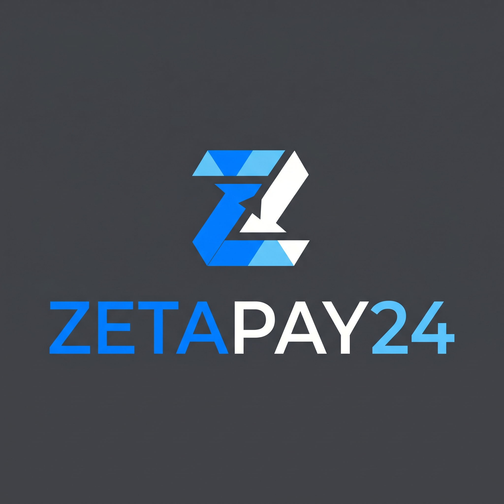 AI Design for A professional and modern logo design for {{asset:zetapay24}}, featuring clean geometric lines and a minimalist aesthetic. The color palette incorporates vibrant tech-forward blues and crisp whites, set against a solid neutral background to emphasize clarity and brand identity.