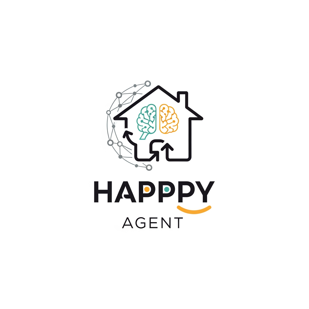 AI Design for create a minimalist, modern logo for an AI Referral Agent called 'Happpy Agent'