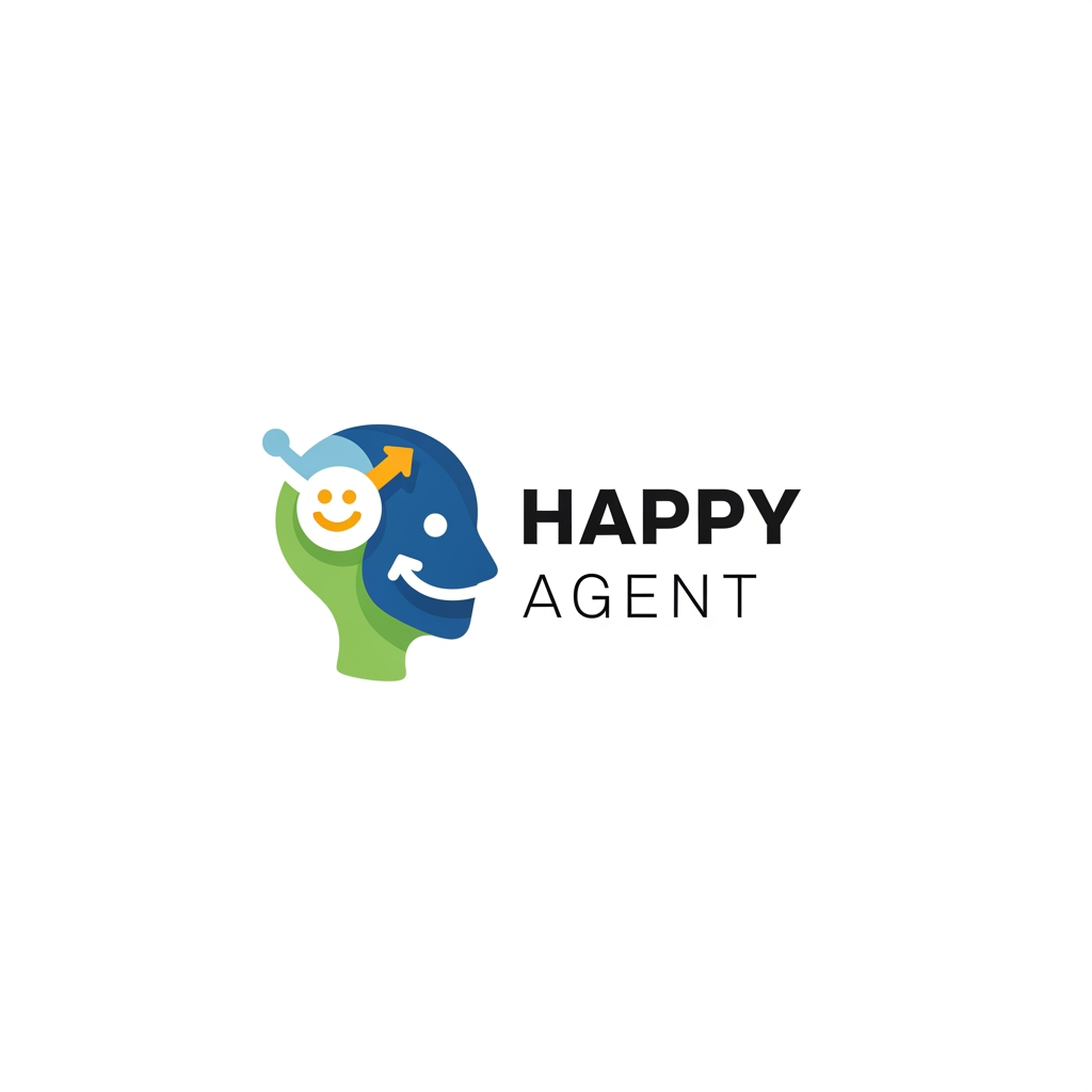 AI Design for create a minimalist, modern logo for an AI Referral Agent called 'Happpy Agent'
