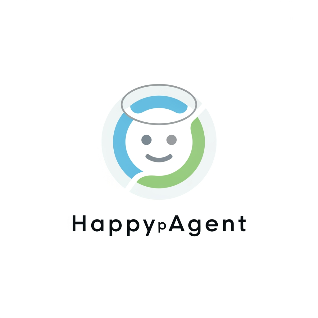 AI Design for create a minimalist, modern logo for an AI Referral Agent called 'Happpy Agent'