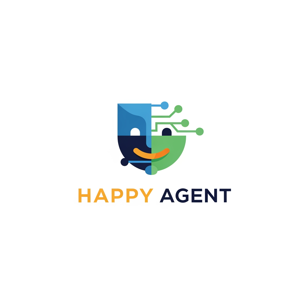AI Design for create a minimalist, modern logo for an AI Referral Agent called 'Happpy Agent'