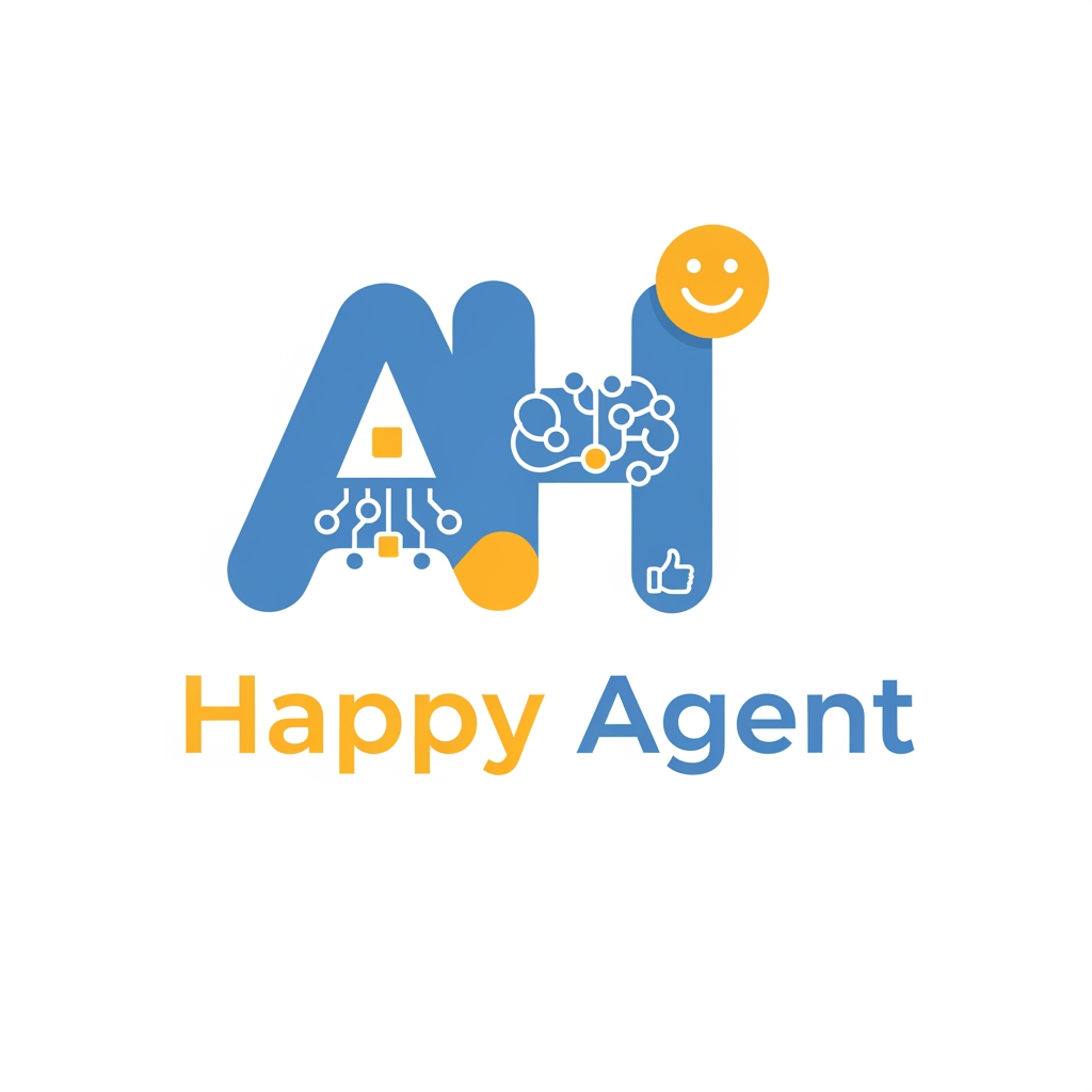 AI Design for create a minimalist, modern logo for an AI Referral Agent called 'Happpy Agent'