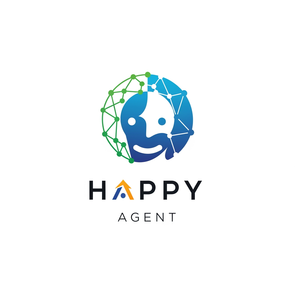 AI Design for create a minimalist, modern logo for an AI Referral Agent called 'Happpy Agent'