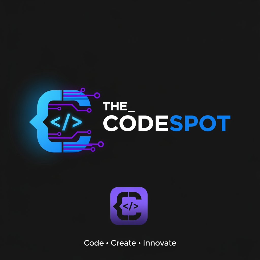 AI Design for Create a premium, modern, and memorable logo for a software development and coding brand called "The_CodeSpot".
The brand focuses on programming tutorials, coding projects, web development, mobile app development, AI projects, software engineering content, and technology education.
Design a unique logo featuring a creative combination of:
Code brackets </>
Curly braces {}
A modern tech-inspired symbol
Clean geometric shapes
Typography:
Bold futuristic font
"The_CodeSpot" prominently displayed
Professional startup-style branding
Color Scheme:
Electric Blue (#00D4FF)
Neon Purple (#8B5CF6)
Dark Black background (#0A0A0A)
White accents
Style:
Minimalist
Modern Technology
Flat Vector Design
Clean and Professional
Suitable for YouTube, Instagram, LinkedIn, Website, and GitHub
Icon Concept:
A glowing code bracket </> integrated into the letter "C" or "S"
Subtle circuit board lines
Modern developer aesthetic
Deliver:
Transparent background
Vector SVG style
Dark and light versions
Social media profile icon
Website header logo
Ultra high resolution 4K
Tagline Ideas
Code • Create • Innovate
Your Ultimate Coding Hub
Where Ideas Become Software
Building the Future with Code
Learn, Build, Deploy
