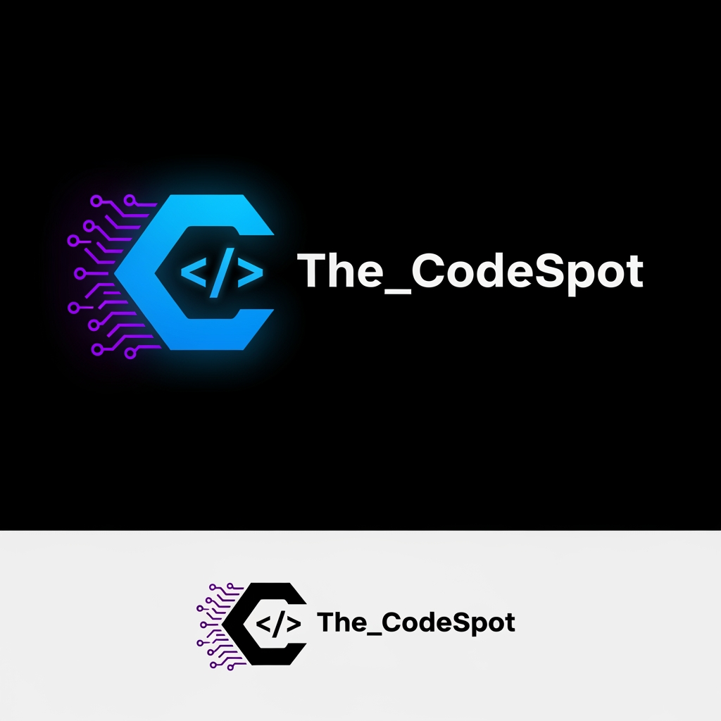 AI Design for Create a premium, modern, and memorable logo for a software development and coding brand called "The_CodeSpot".
The brand focuses on programming tutorials, coding projects, web development, mobile app development, AI projects, software engineering content, and technology education.
Design a unique logo featuring a creative combination of:
Code brackets </>
Curly braces {}
A modern tech-inspired symbol
Clean geometric shapes
Typography:
Bold futuristic font
"The_CodeSpot" prominently displayed
Professional startup-style branding
Color Scheme:
Electric Blue (#00D4FF)
Neon Purple (#8B5CF6)
Dark Black background (#0A0A0A)
White accents
Style:
Minimalist
Modern Technology
Flat Vector Design
Clean and Professional
Suitable for YouTube, Instagram, LinkedIn, Website, and GitHub
Icon Concept:
A glowing code bracket </> integrated into the letter "C" or "S"
Subtle circuit board lines
Modern developer aesthetic
Deliver:
Transparent background
Vector SVG style
Dark and light versions
Social media profile icon
Website header logo
Ultra high resolution 4K
Tagline Ideas
Code • Create • Innovate
Your Ultimate Coding Hub
Where Ideas Become Software
Building the Future with Code
Learn, Build, Deploy