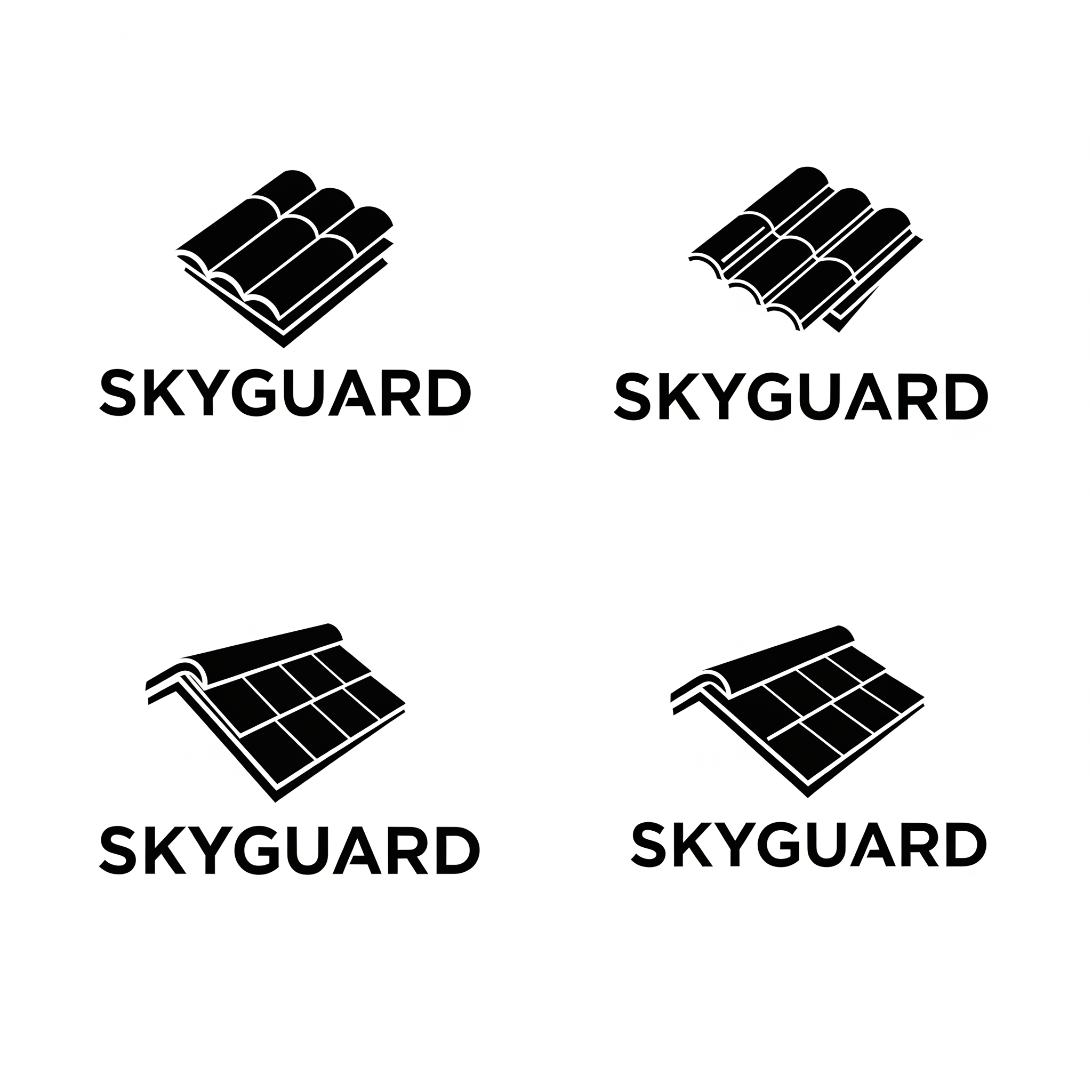 AI Design for I want to create a Logo
for a company which produces roofing tiles
the logo i want is for Skyguard
so generate skyguard logo
think like a professional logo designer with 35 years of field experience
And generate 4 logo options which correclty suits for the roof tile brand
that should look like it was designed in a top ad ajency
generate the logo in black color and white background
generate a very detailed image generation prompt for this
generate 4 logo options in high quality