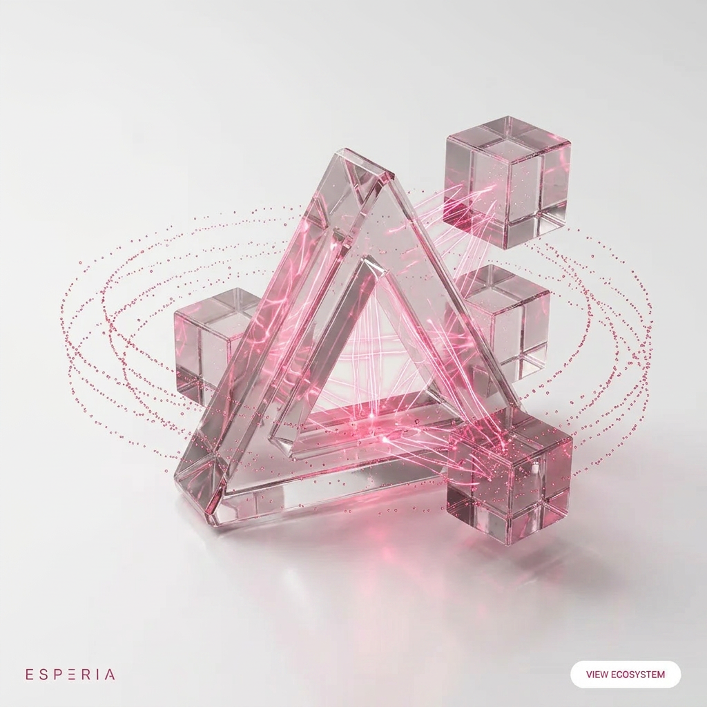 AI Design for Luxury technology brand hero object, transparent borosilicate glass sculpture with impossible geometry, internal hot pink glow, floating in a minimal white studio with subtle gray gradients, Apple industrial design language, Nothing aesthetic, Vercel minimalism, editorial composition, ultra realistic octane render, premium product photography, soft reflections, caustics, clean modern design. transparent borosilicate glass, thick beveled edges, internal hot pink energy, soft volumetric lighting, realistic caustics, Apple industrial design language, luxury technology branding, octane render, photorealistic, minimal white studio background