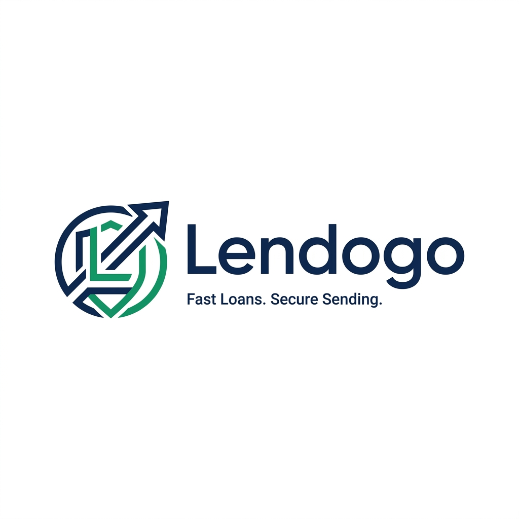 AI Design for A professional and modern minimalist logo for a loan application service named Lendogo. The design should incorporate sleek, geometric typography and a subtle icon representing growth, trust, or financial ease, using a palette of confident navy blue and vibrant emerald green. High-end vector graphic style on a clean white background with sharp lines and balanced composition.
its a mony sending loan application so build like that !! blue and white color