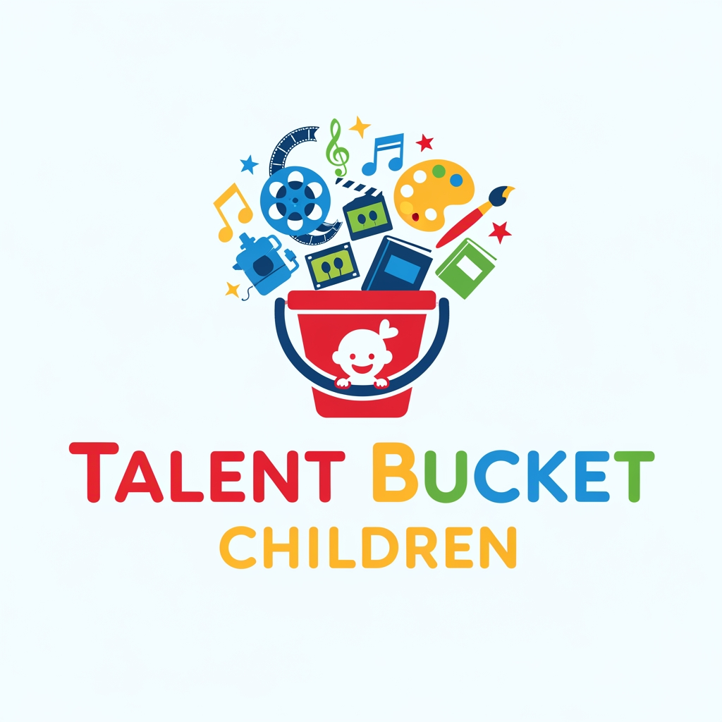 AI Design for HI , i want to create a logo, the name of the brand is Talent Bucket Children, its a production house or in later stage can turn into an ott platform. it is basically a place which has children's content, be it short films or feature films or music or animation but all for children.