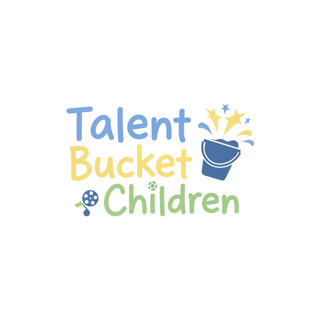 AI Design for HI , i want to create a logo, the name of the brand is Talent Bucket Children, its a production house or in later stage can turn into an ott platform. it is basically a place which has children's content, be it short films or feature films or music or animation but all for children. I want it to be modern, sleek , text based but with one two elements. should use pastel colours, font should be child's handwritten