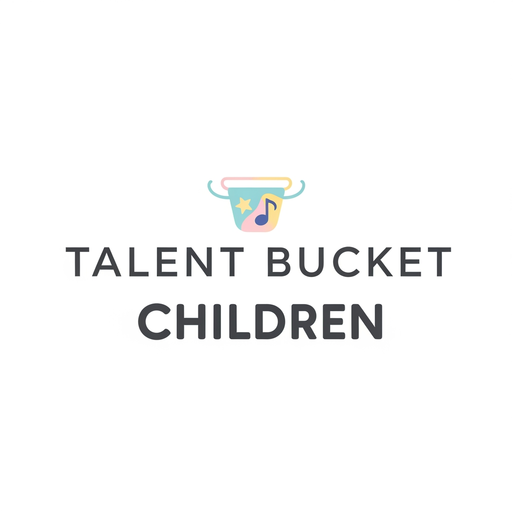 AI Design for HI , i want to create a logo, the name of the brand is Talent Bucket Children, its a production house or in later stage can turn into an ott platform. it is basically a place which has children's content, be it short films or feature films or music or animation but all for children. I want it to be modern, sleek , text based but with one two elements. should use pastel colours