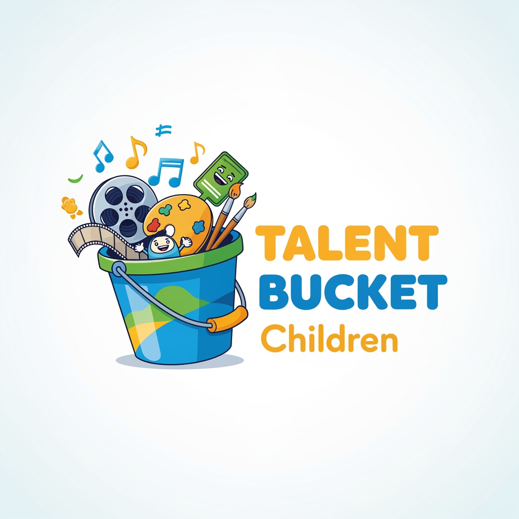 AI Design for HI , i want to create a logo, the name of the brand is Talent Bucket Children, its a production house or in later stage can turn into an ott platform. it is basically a place which has children's content, be it short films or feature films or music or animation but all for children.