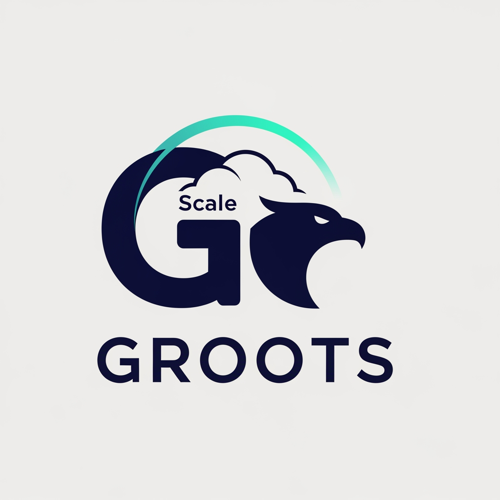 AI Design for १. The Tech-Eagle Fusion (Modernization of Current Logo)
Prompt: A premium corporate tech typography logo for 'GROOTS'. The letter 'G' is kermit-customized using negative space to subtly form a sleek, minimalist eagle head integrated with a cloud arc, symbolizing 'Scale' and 'Secure'. Deep midnight blue font with an electric neon teal gradient accent on the eagle element. Bold, modern geometric sans-serif typeface, clean edges, solid background, 8k resolution, suitable for an AWS DevOps provider.