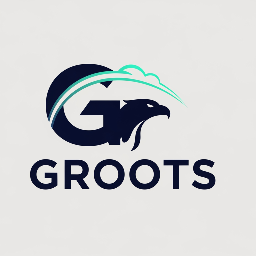AI Design for १. The Tech-Eagle Fusion (Modernization of Current Logo)
Prompt: A premium corporate tech typography logo for 'GROOTS'. The letter 'G' is kermit-customized using negative space to subtly form a sleek, minimalist eagle head integrated with a cloud arc, symbolizing 'Scale' and 'Secure'. Deep midnight blue font with an electric neon teal gradient accent on the eagle element. Bold, modern geometric sans-serif typeface, clean edges, solid background, 8k resolution, suitable for an AWS DevOps provider.
