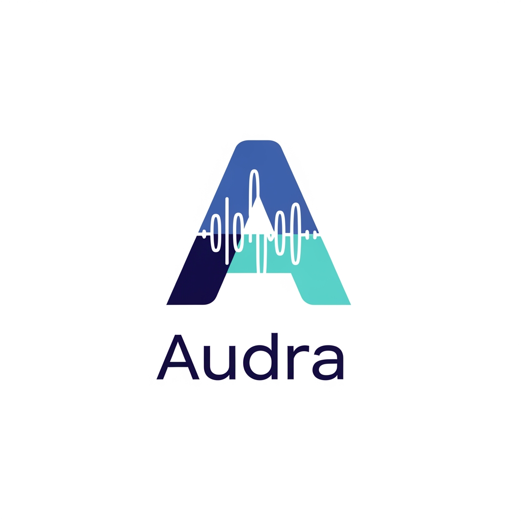 AI Design for create logo for my music generatio platform name 'Audra'