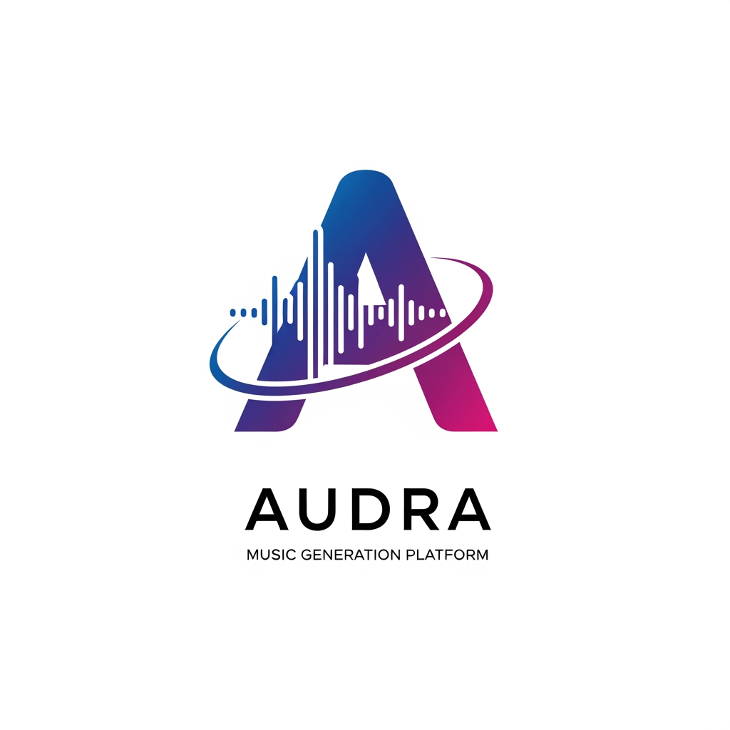 AI Design for create logo for my music generatio platform name 'Audra'