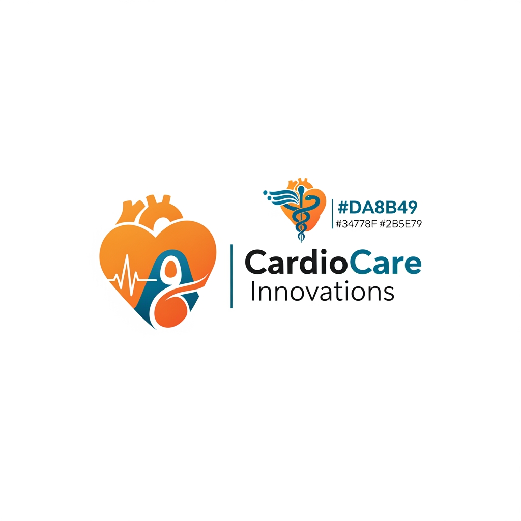 AI Design for I want cardiologist related logo use this color code #DA8B49 more creative and innovation use 1 combination color additionally pls give more option