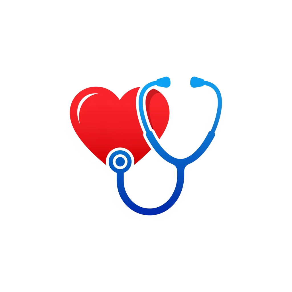 AI Design for Please give more iterations related heart and stethoscope and use different colors i want logo