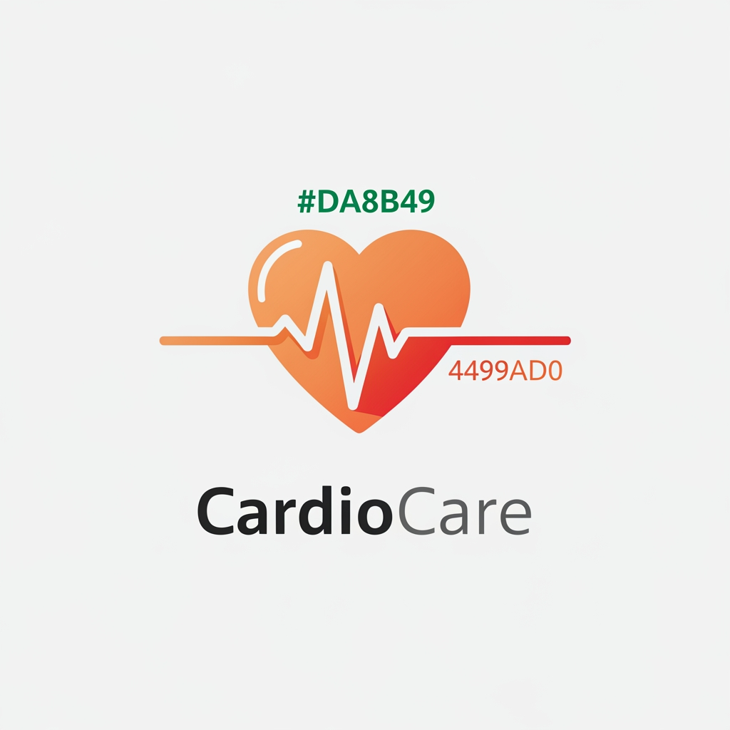 AI Design for I want cardiologist related logo use this color code #DA8B49 more creative and innovation use 1 combination color additionally pls give more option