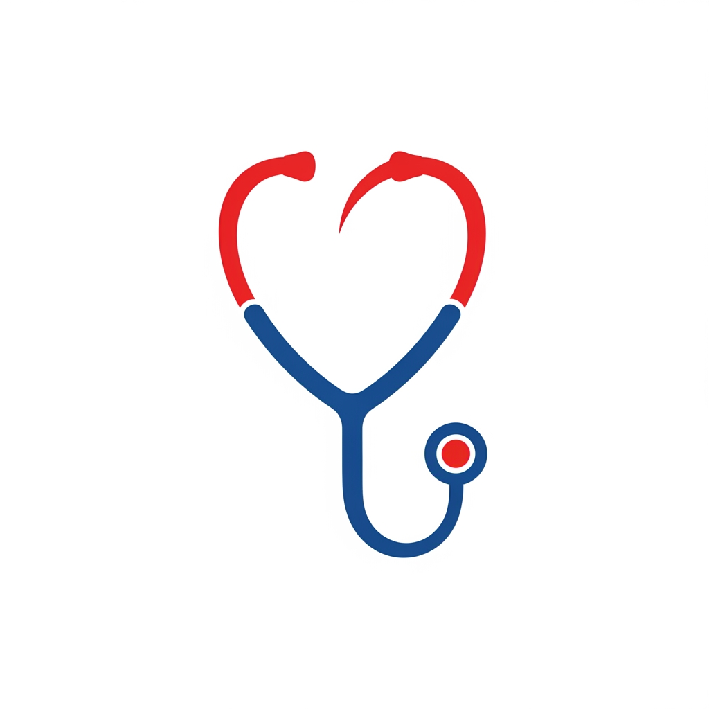 AI Design for Please give more iterations related heart and stethoscope and use different colors i want logo