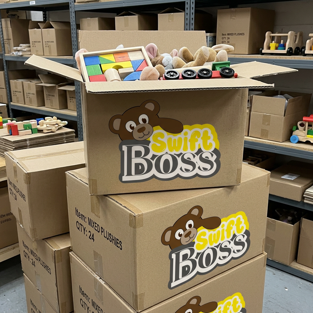 AI Design for create some toys packed and logo on the packed box