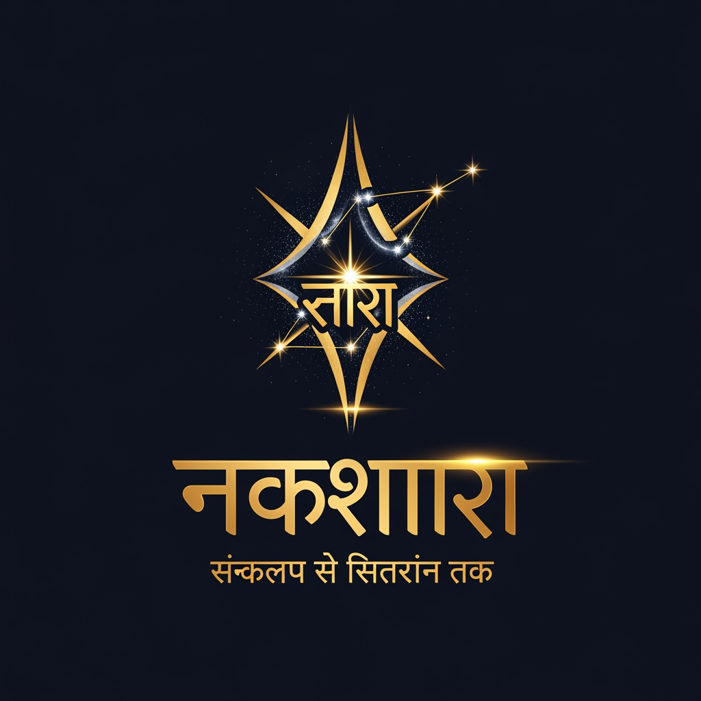 AI Design for Design a premium, professional, luxury event logo for a prestigious Rotaract Zonal Awards Ceremony. Event Name (Hindi): "नक्षत्र" Tagline: "संकल्प से सितारों तक" Creative Direction: The logo must represent achievement, excellence, leadership, growth, stars, constellations, aspirations, and the journey from determination to success. The design should blend: Modern luxury branding Deep-space / celestial aesthetics Premium awards ceremony identity Corporate professionalism Minimalist elegance Avoid: Crowns Wedding invitation style Heavy ornaments Ribbons Excessive flourishes Religious elements Overly decorative typography Generic AI logo style Logo Structure: Create a unique symbol inspired by: Constellations Connected stars Celestial pathways A radiant guiding star Abstract achievement symbol Subtle integration of the Devanagari letter "न" within the constellation design The icon should feel like a luxury brand mark rather than an illustration. Typography: "नक्षत्र" should be the hero element. Elegant custom Devanagari lettering. Premium, clean, sophisticated. Sharp geometric curves with luxury branding aesthetics. Readable and professionally balanced. Tagline: "संकल्प से सितारों तक" Use a modern minimalist font. Small, elegant, perfectly aligned. Color Palette: Deep Midnight Navy Space Black Metallic Gold Subtle Cosmic Silver accents Visual Feel: Imagine a fusion of: Oscars Award Branding Luxury Aerospace Company Identity Premium Space Observatory Branding High-End Leadership Summit Effects: Metallic gold detailing Soft celestial glow Subtle star particles Premium depth High contrast Ultra crisp edges Composition: Clean vector logo Center aligned Symmetrical balance Strong negative space Brandable and memorable Background: Transparent PNG only. Quality: Ultra HD 8K Vector style Professional logo design Luxury branding Award ceremony identity No mockup No watermark No text distortion Perfect Hindi spelling: "नक्षत्र" "संकल्प से सितारों तक" Style Keywords: luxury branding, celestial elegance, constellation logo, corporate premium, award ceremony identity, deep space aesthetics, modern minimalism, geometric star design, professional event branding, ultra premium, timeless, iconic