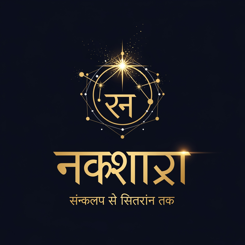 AI Design for Design a premium, professional, luxury event logo for a prestigious Rotaract Zonal Awards Ceremony. Event Name (Hindi): "नक्षत्र" Tagline: "संकल्प से सितारों तक" Creative Direction: The logo must represent achievement, excellence, leadership, growth, stars, constellations, aspirations, and the journey from determination to success. The design should blend: Modern luxury branding Deep-space / celestial aesthetics Premium awards ceremony identity Corporate professionalism Minimalist elegance Avoid: Crowns Wedding invitation style Heavy ornaments Ribbons Excessive flourishes Religious elements Overly decorative typography Generic AI logo style Logo Structure: Create a unique symbol inspired by: Constellations Connected stars Celestial pathways A radiant guiding star Abstract achievement symbol Subtle integration of the Devanagari letter "न" within the constellation design The icon should feel like a luxury brand mark rather than an illustration. Typography: "नक्षत्र" should be the hero element. Elegant custom Devanagari lettering. Premium, clean, sophisticated. Sharp geometric curves with luxury branding aesthetics. Readable and professionally balanced. Tagline: "संकल्प से सितारों तक" Use a modern minimalist font. Small, elegant, perfectly aligned. Color Palette: Deep Midnight Navy Space Black Metallic Gold Subtle Cosmic Silver accents Visual Feel: Imagine a fusion of: Oscars Award Branding Luxury Aerospace Company Identity Premium Space Observatory Branding High-End Leadership Summit Effects: Metallic gold detailing Soft celestial glow Subtle star particles Premium depth High contrast Ultra crisp edges Composition: Clean vector logo Center aligned Symmetrical balance Strong negative space Brandable and memorable Background: Transparent PNG only. Quality: Ultra HD 8K Vector style Professional logo design Luxury branding Award ceremony identity No mockup No watermark No text distortion Perfect Hindi spelling: "नक्षत्र" "संकल्प से सितारों तक" Style Keywords: luxury branding, celestial elegance, constellation logo, corporate premium, award ceremony identity, deep space aesthetics, modern minimalism, geometric star design, professional event branding, ultra premium, timeless, iconic