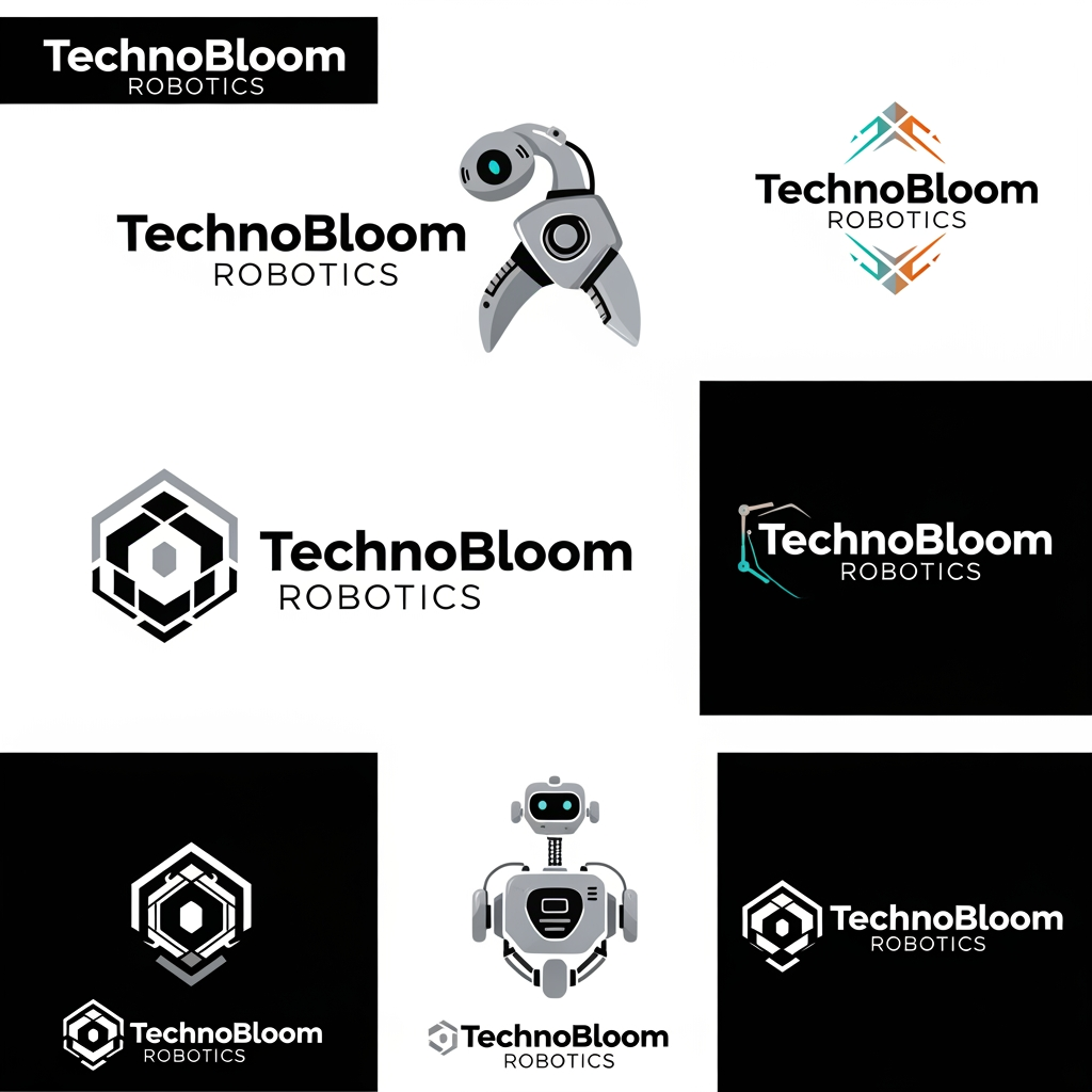 AI Design for Create a premium, modern, unique logo for a brand named "StemRobotic". Use the uploaded reference logo only for inspiration. Create a clean, professional, high-end brand logo that looks premium, memorable and suitable for Instagram, website, packaging and business branding. Logo style should be minimal, luxury, bold, creative and modern. Add a unique icon/symbol related to the brand name. Typography should be clean, readable and professional. Create multiple unique logo design options with different premium color combinations. Keep the logo sharp, balanced, vector-style, high quality, clean background, no extra text, no mockup, no watermark. Where it says "StemRobotic", replace it with your own brand name.