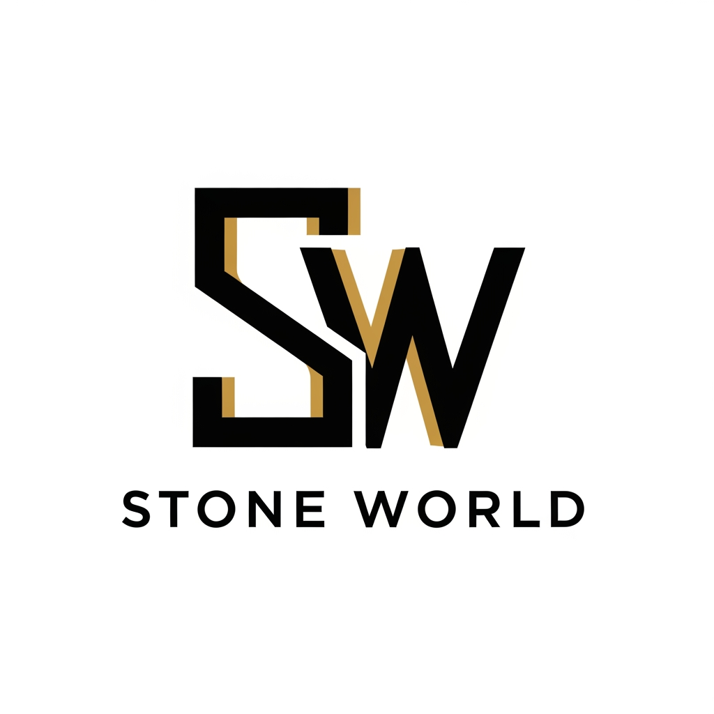 AI Design for Create a clean vector logo for STONE WORLD. Design a perfectly balanced monogram where the letters S and W are clearly visible and easy to trace in Adobe Illustrator. Use geometric construction, thick strokes, strong negative space, simple shapes, no gradients, no shadows, no marble textures. Premium luxury branding style inspired by architectural firms and luxury stone companies. Black and gold color palette on pure white background. Show construction grid, logo mark, and final logo presentation. Easy to recreate manually with Pen Tool. Behance-quality logo design, minimal, timeless, memorable.