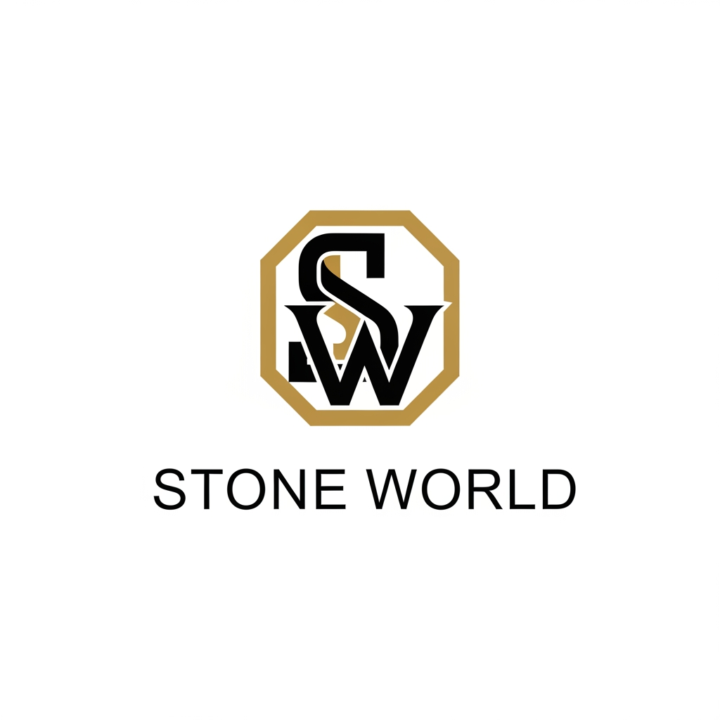 AI Design for Create a clean vector logo for STONE WORLD. Design a perfectly balanced monogram where the letters S and W are clearly visible and easy to trace in Adobe Illustrator. Use geometric construction, thick strokes, strong negative space, simple shapes, no gradients, no shadows, no marble textures. Premium luxury branding style inspired by architectural firms and luxury stone companies. Black and gold color palette on pure white background. Show construction grid, logo mark, and final logo presentation. Easy to recreate manually with Pen Tool. Behance-quality logo design, minimal, timeless, memorable.