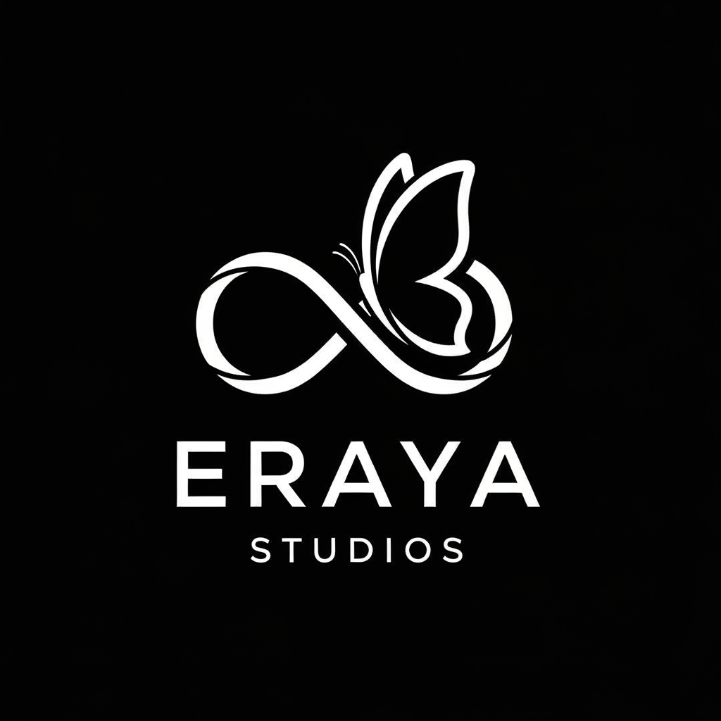 AI Design for can you create a logo for eraya studios it should be clean minimal you can make use of elements like infinity and butterfly
