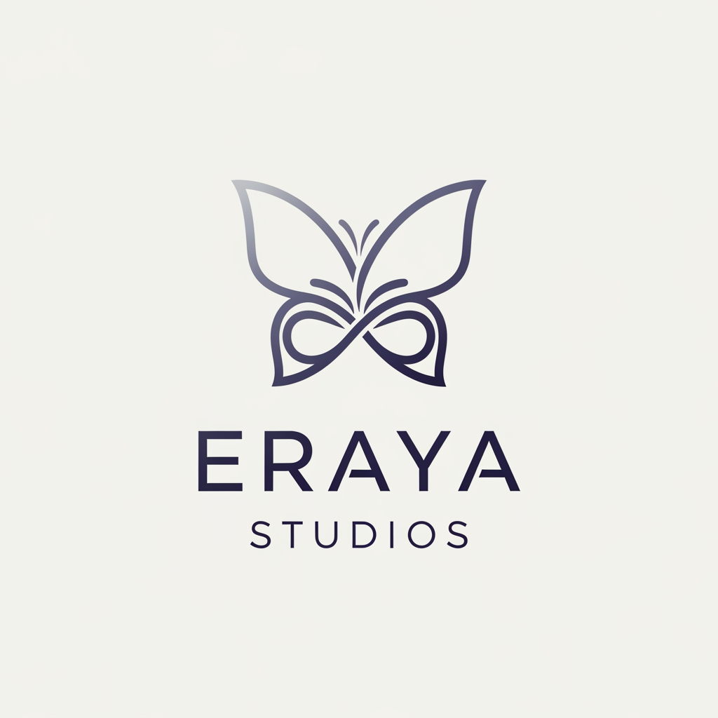 AI Design for can you create a logo for eraya studios it should be clean minimal you can make use of elements like infinity and butterfly