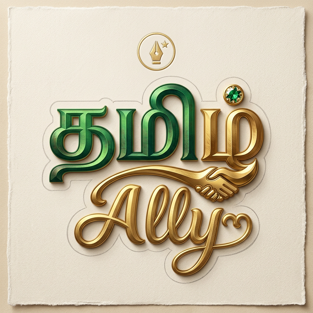 AI Design for this is my logo design ithula nii konjam unique ness add panna pora avolothan
inga letter 'ழ்' maatum nan canva la vechi iruka mathiri venum like with hand shake aprm rendu word um and letter 'ழ்' la connect aganum with that hand shake idea
and background color sandal so athuku yetha mathiri letters oda color vechiko antha letter 'ழ்' maatum golden color la vechiko
and remaing ellam nan desing panni iruka mathiri vechiko aprm ithula nii unique aa yethachi add pannalum sandhosam