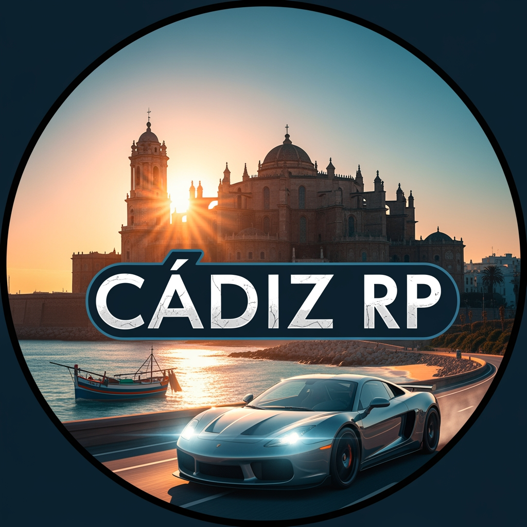 AI Design for Crea un logo de roleplay de Cádiz RP que sea llamativo que salga cosas guaas asin que sea àa discord pero que no sea tan ia que sea real asin para el server