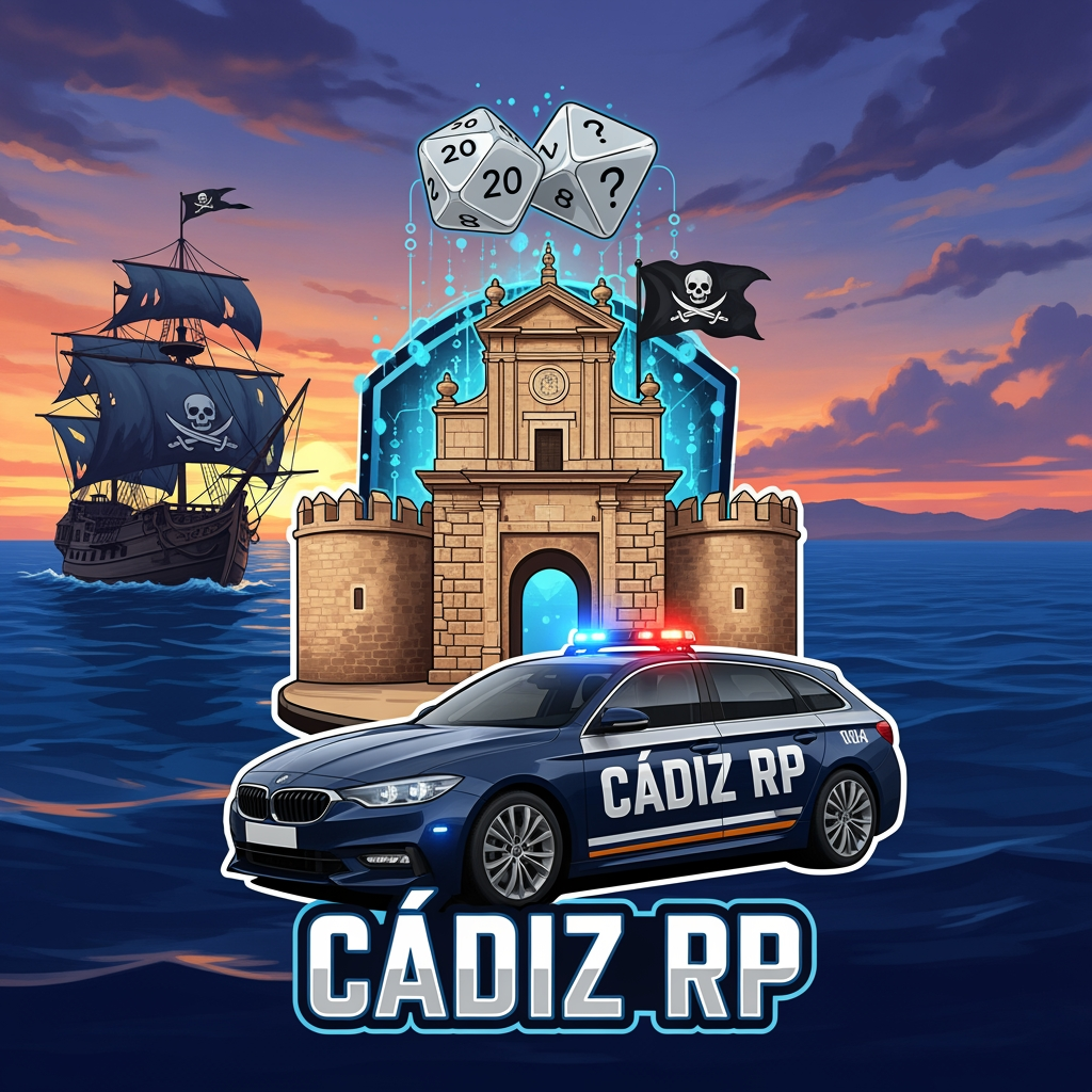 AI Design for Crea un logo de roleplay de Cádiz RP que sea llamativo que salga cosas guaas asin