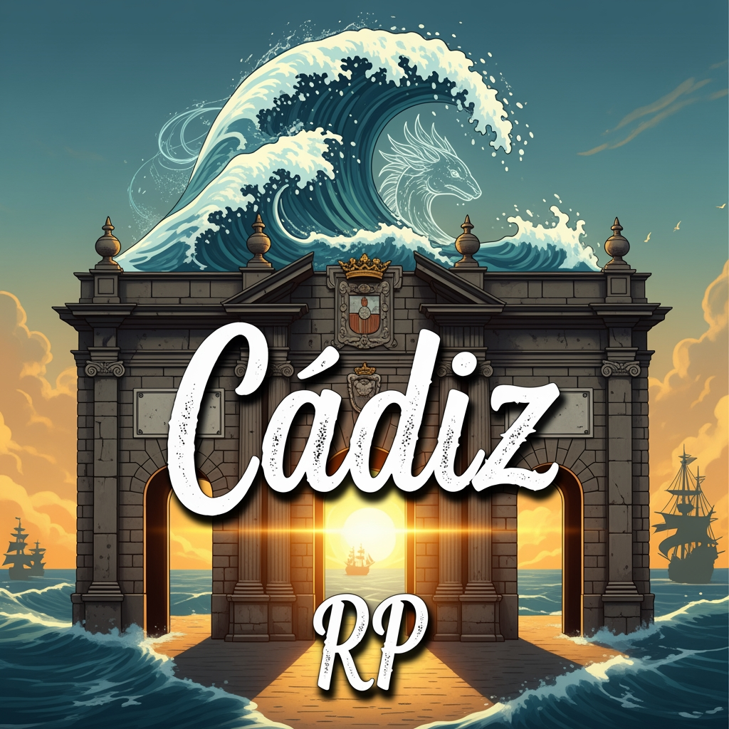 AI Design for Crea un logo de roleplay de Cádiz RP que sea llamativo que salga cosas guaas asin que sea àa discord pero que no sea tan ia que sea real asin para el server