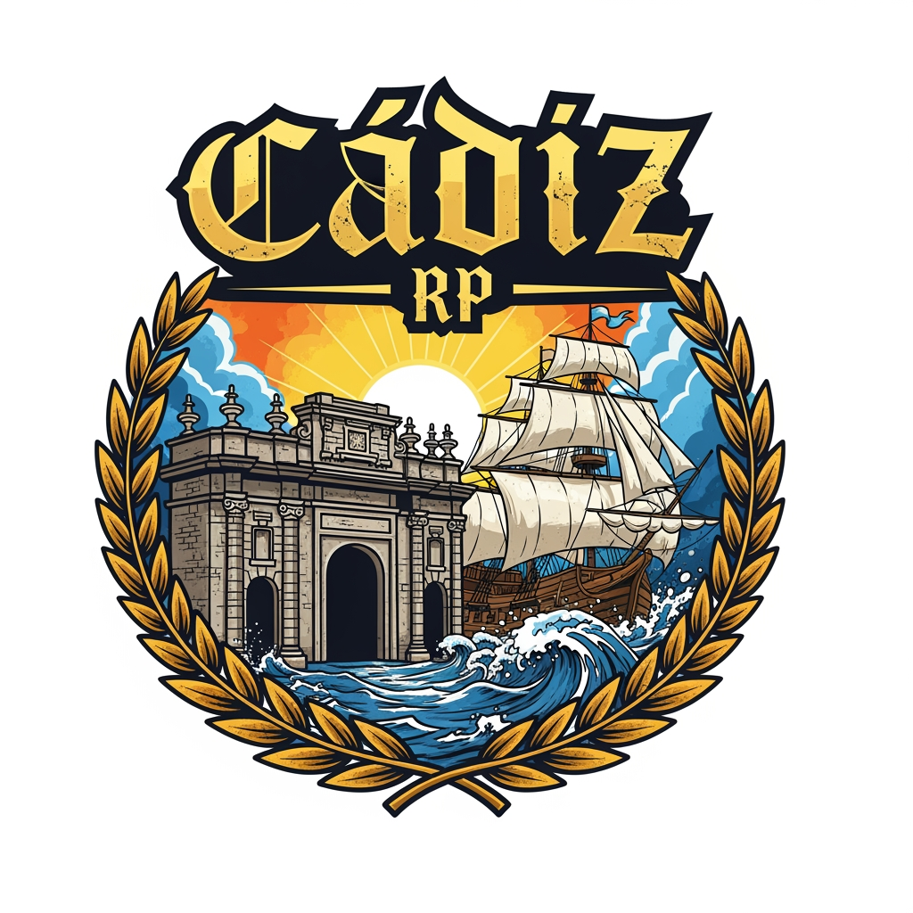 AI Design for Crea un logo de roleplay de Cádiz RP que sea llamativo que salga cosas guaas asin