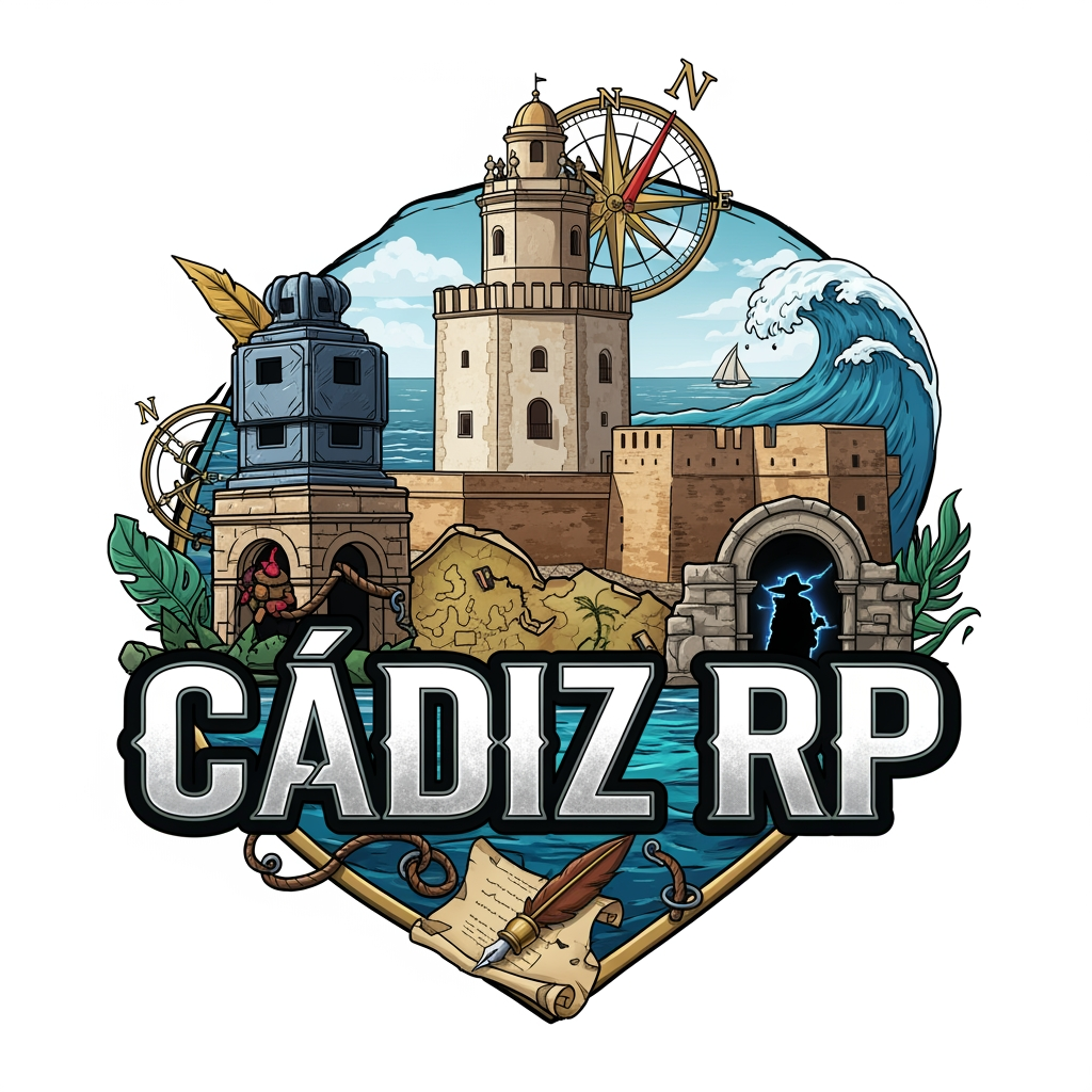AI Design for Crea un logo de roleplay de Cádiz RP que sea llamativo que salga cosas guaas asin que sea àa discord pero que no sea tan ia que sea real asin para el server