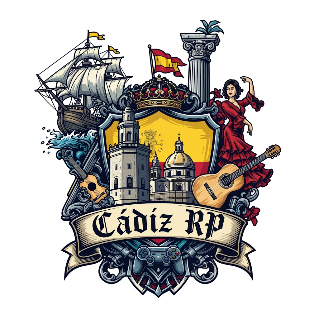 AI Design for Crea un logo de roleplay de Cádiz RP que sea llamativo que salga cosas guaas asin