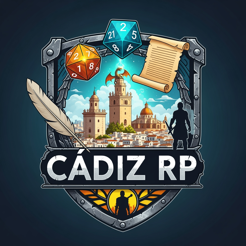 AI Design for Crea un logo de roleplay de Cádiz RP que sea llamativo que salga cosas guaas asin que sea àa discord pero que no sea tan ia que sea real asin para el server