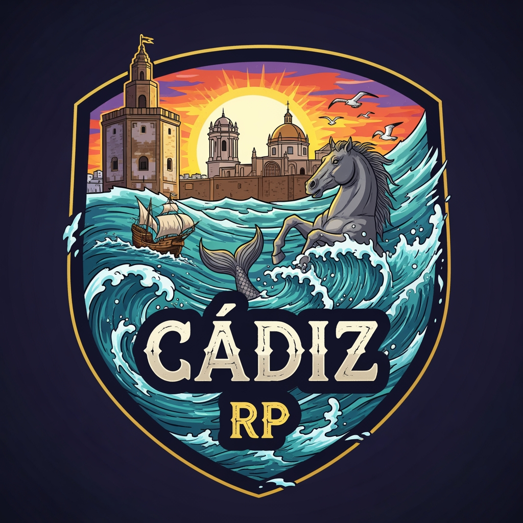 AI Design for Crea un logo de roleplay de Cádiz RP que sea llamativo que salga cosas guaas asin