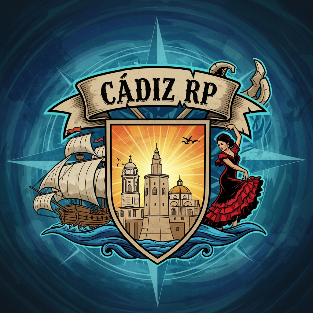AI Design for Crea un logo de roleplay de Cádiz RP que sea llamativo que salga cosas guaas asin