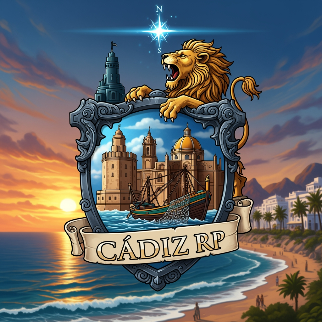 AI Design for Crea un logo de roleplay de Cádiz RP que sea llamativo que salga cosas guaas asin