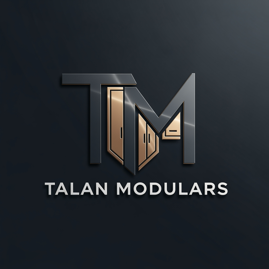 AI Design for Create a modern, premium 3D logo for the brand name "Talan Modulars", a furniture and modular interior manufacturing company with its own production factory.
The logo should strongly emphasize the letter "TM" as the core identity, forming a clean and recognizable structure. Subtly integrate elements inspired by modular furniture, such as wardrobes, cabinets, panels, or interior fittings, but keep them minimal, abstract, and geometric — not realistic.
Use a luxury color palette of Charcoal Grey (matte/dark base) and Champagne Gold (metallic accents) to convey sophistication, trust, and premium craftsmanship.
Style should be sleek, modern, and corporate, with a balance between industrial strength (factory production) and high-end interior elegance.
Typography should be bold, clean sans-serif, with perfect spacing and alignment. The icon and text must feel integrated as one system, not separate elements.
Lighting: soft studio lighting with subtle reflections for a premium 3D feel.
Background: dark charcoal or gradient black for contrast.
Avoid clutter, avoid realistic product images — focus on minimal, scalable, brand-ready design.
Deliver in ultra high resolution, 4K, sharp details, suitable for branding, signage, and print.